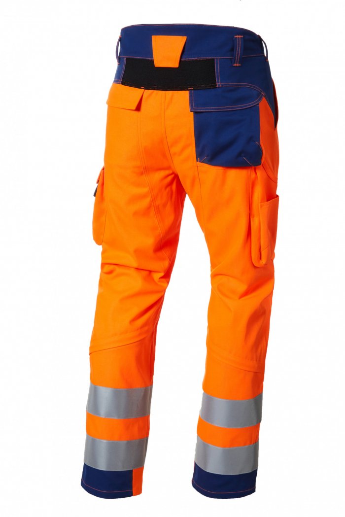 pantalon de travail orange fluo marine avant 